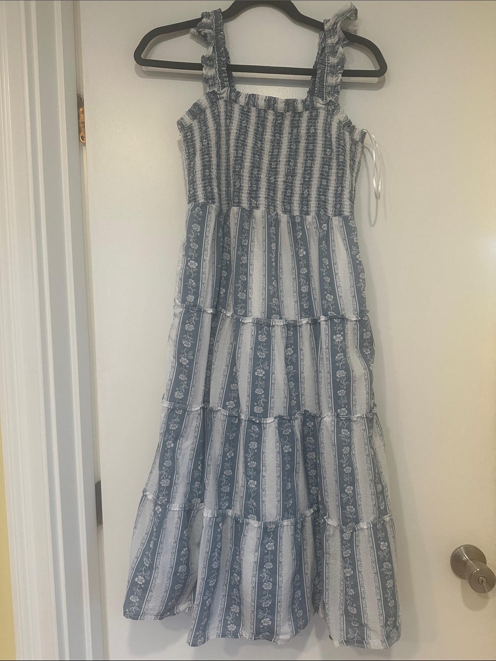 J. Crew Blue & White Striped Smocked Tiered Maxi Dress - Picture 2 of 5